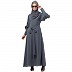 Elegant abaya with long cuff sleeves- Grey